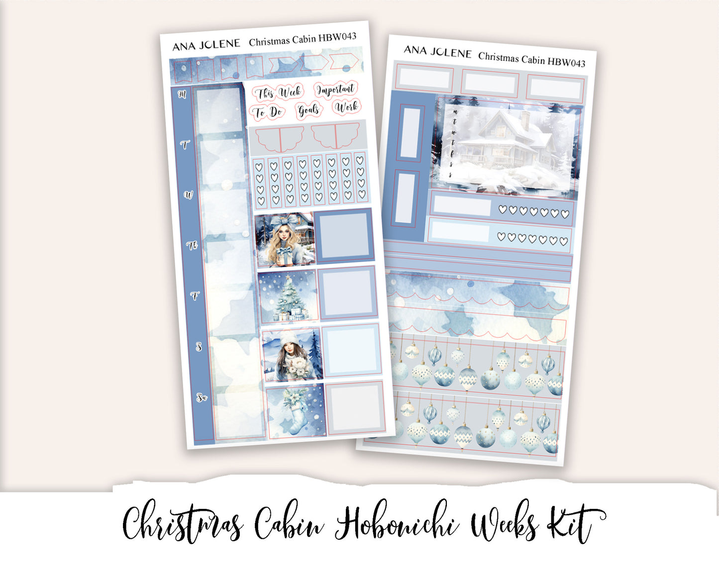 CHRISTMAS CABIN Hobonichi Weeks Planner Sticker Kit