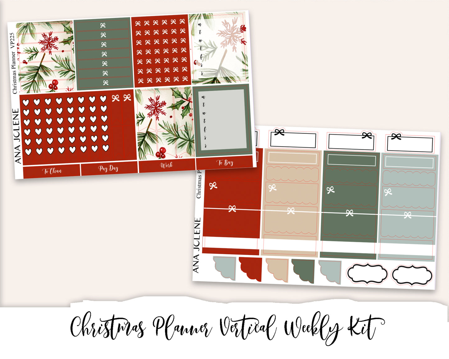 CHRISTMAS PLANNER Planner Sticker Kit (Vertical Weekly)