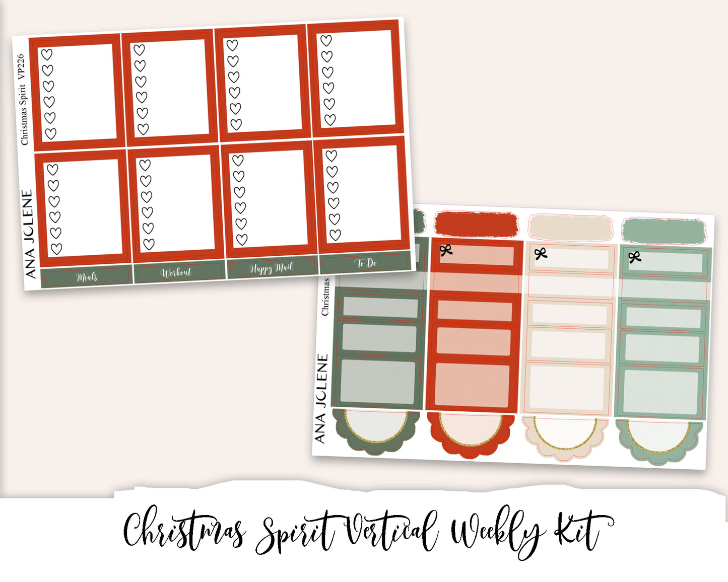 CHRISTMAS SPIRIT Planner Sticker Kit (Vertical Weekly)