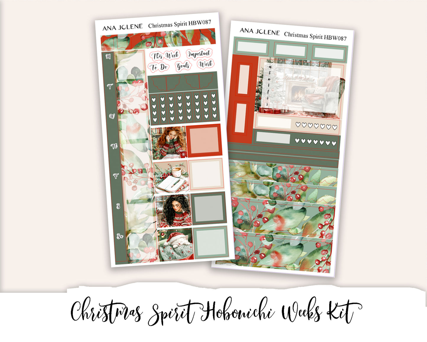 CHRISTMAS SPIRIT Hobonichi Weeks Planner Sticker Kit