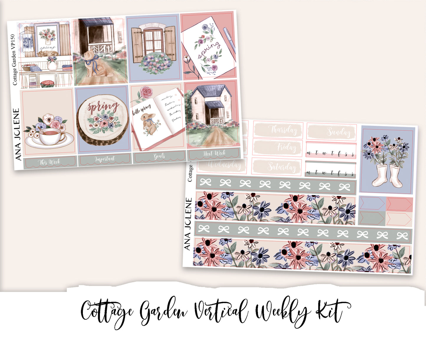 COTTAGE GARDEN Planner Sticker Kit (Vertical Weekly)