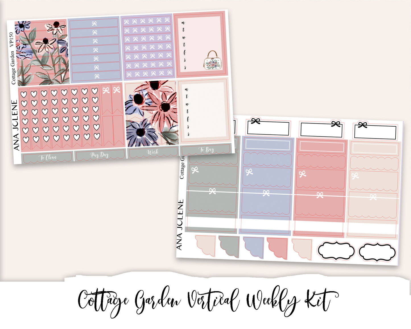 COTTAGE GARDEN Planner Sticker Kit (Vertical Weekly)