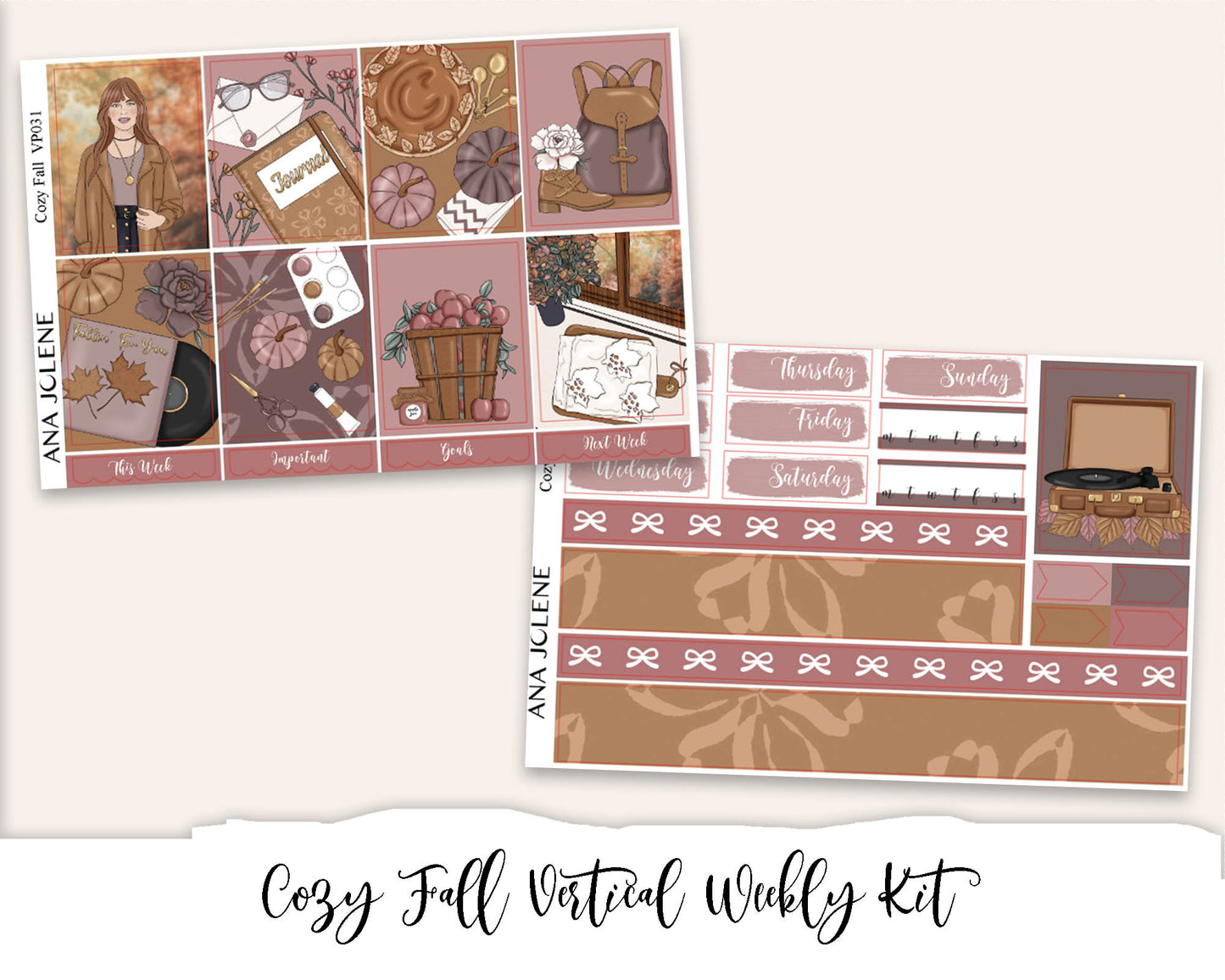 COZY FALL Planner Sticker Kit (Vertical Weekly)