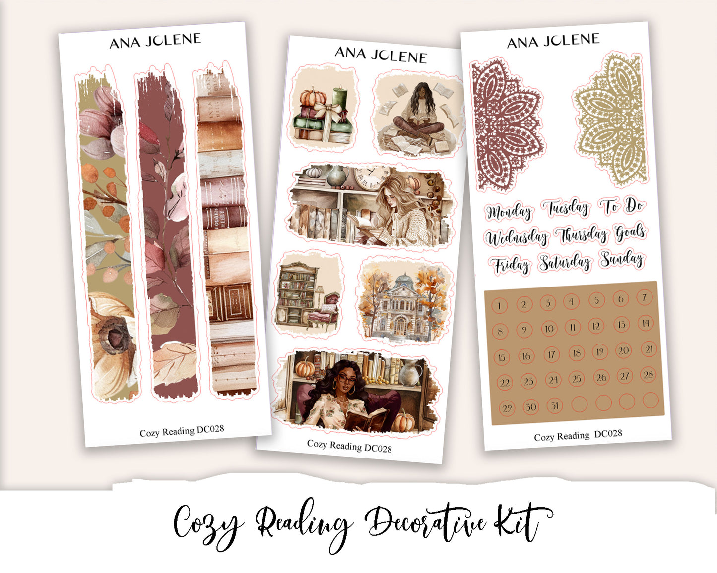 COZY READING Decorative Planner Sticker Kit