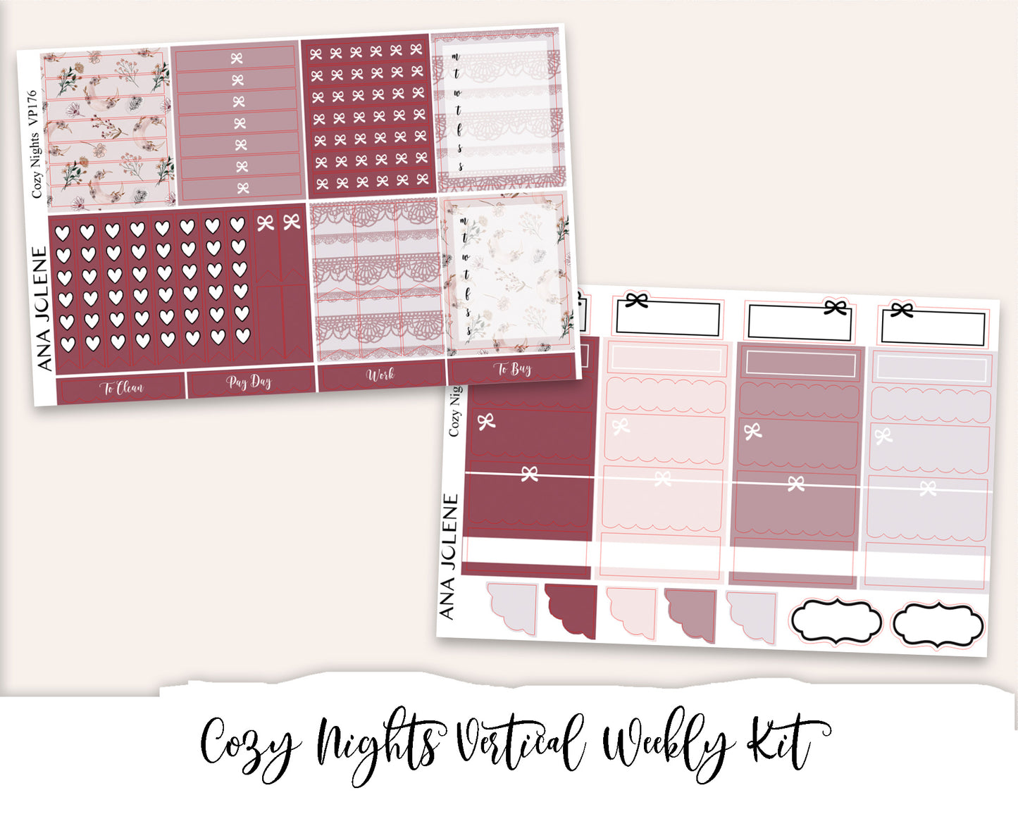 COZY NIGHTS Planner Sticker Kit (Vertical Weekly)