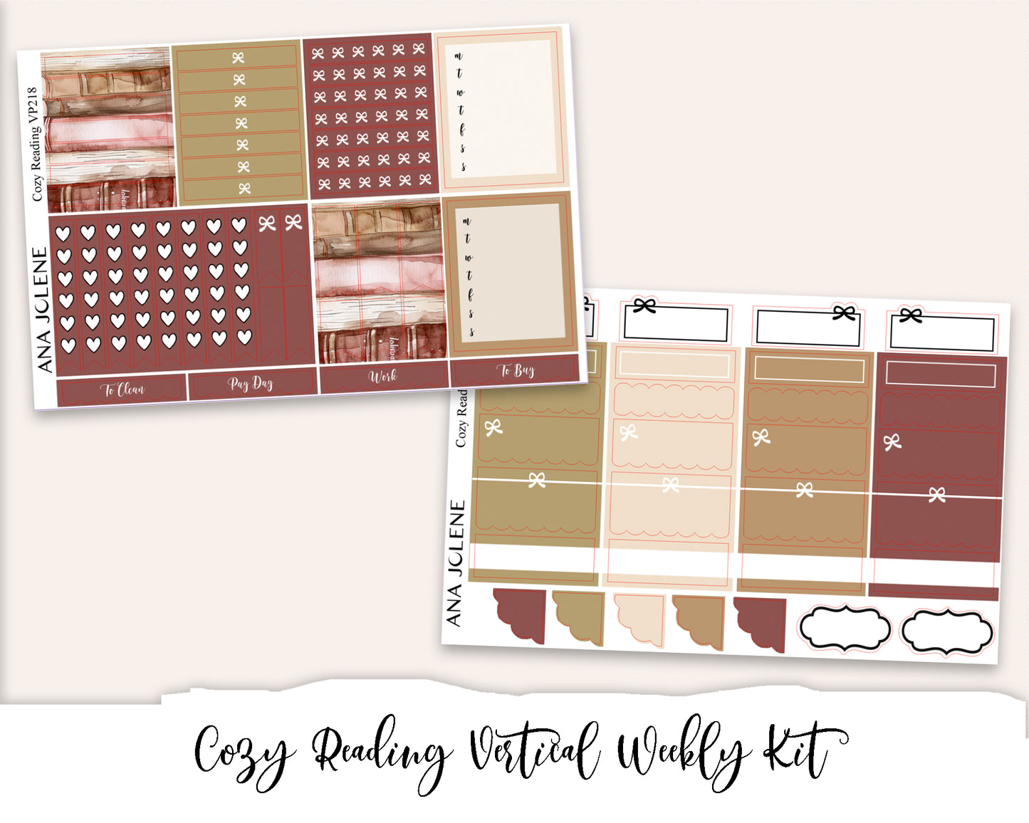 COZY READING Planner Sticker Kit (Vertical Weekly)