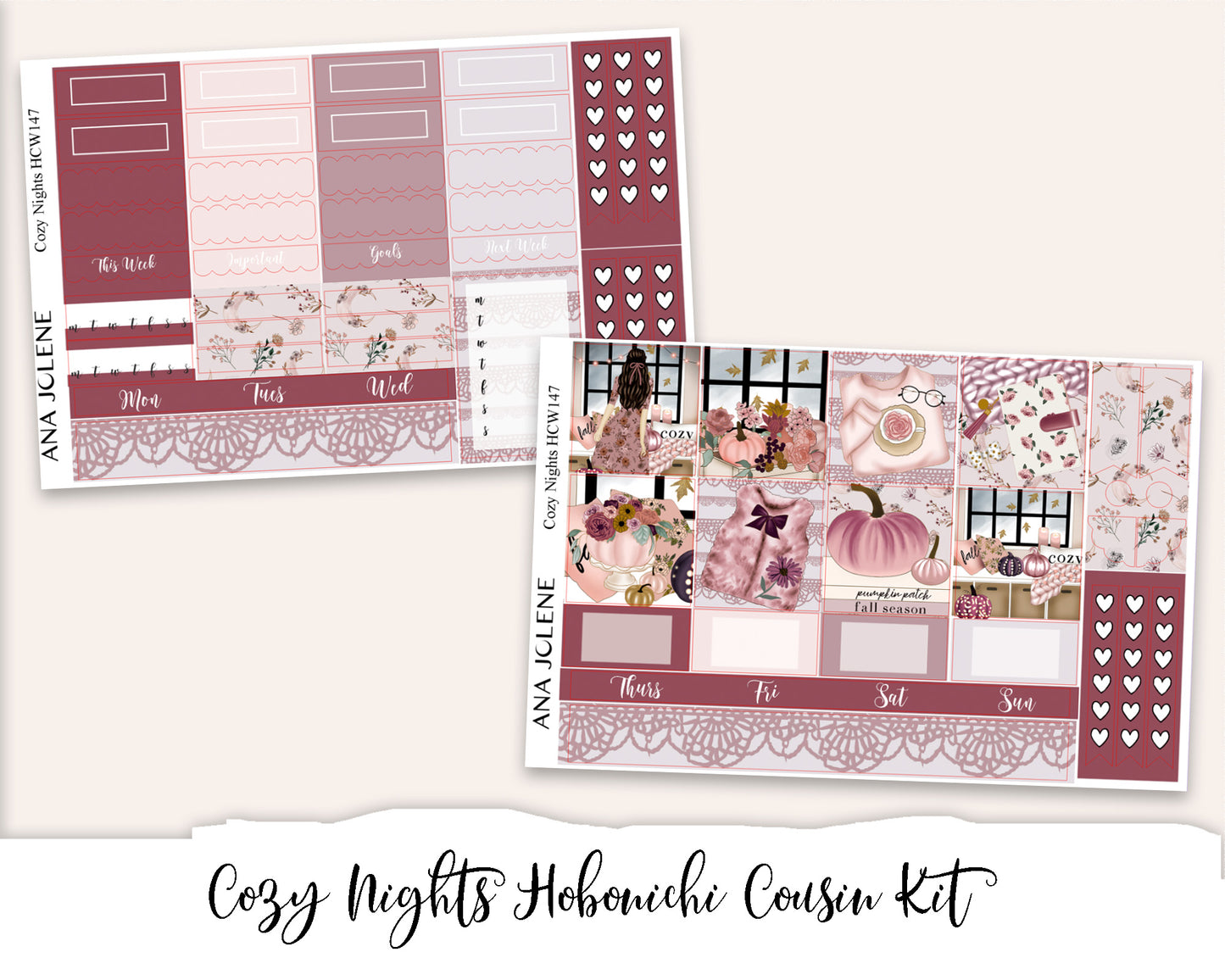 COZY NIGHTS Hobonichi Cousin Weekly Planner Sticker Kit