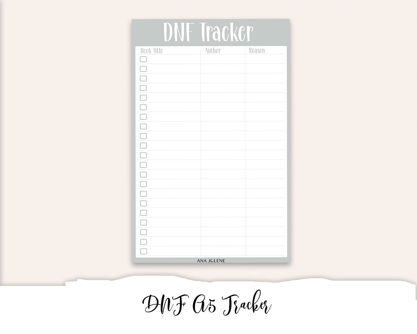 DNF Tracker Full Page Sticker - A5 Reading Journal
