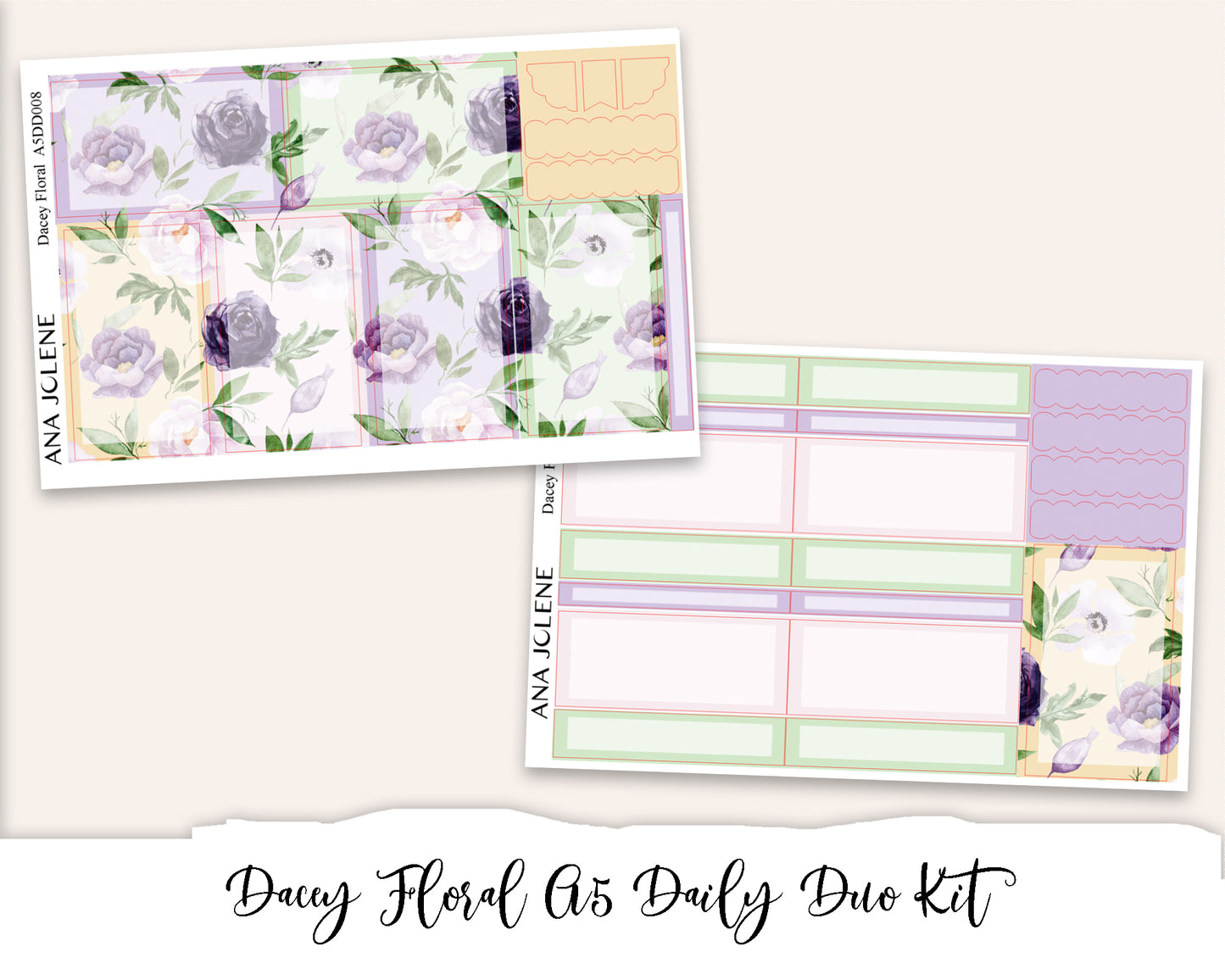 DACEY FLORAL EC A5 Daily Duo Planner Sticker Kit (Erin Condren)