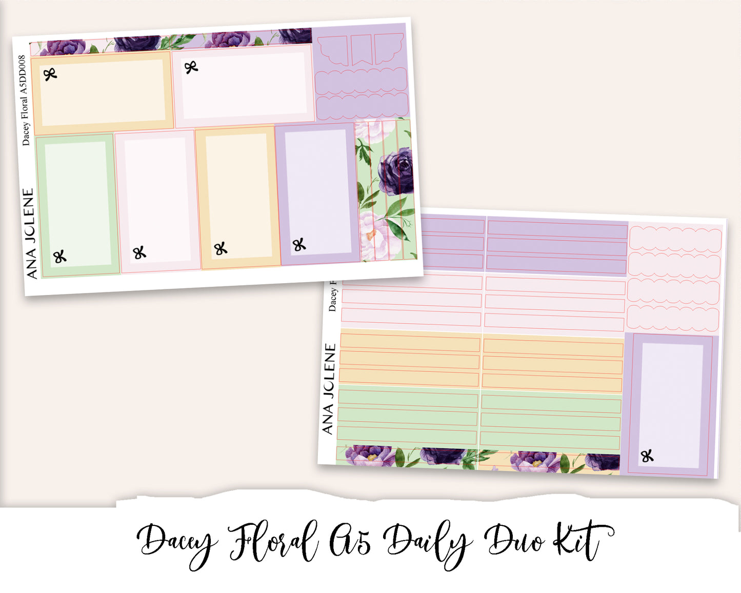 DACEY FLORAL EC A5 Daily Duo Planner Sticker Kit (Erin Condren)