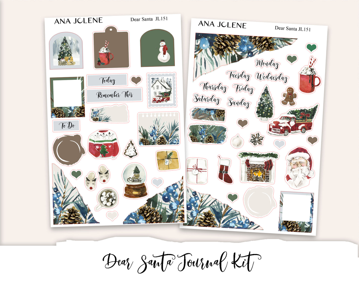 DEAR SANTA Mini Journal Sticker Kit