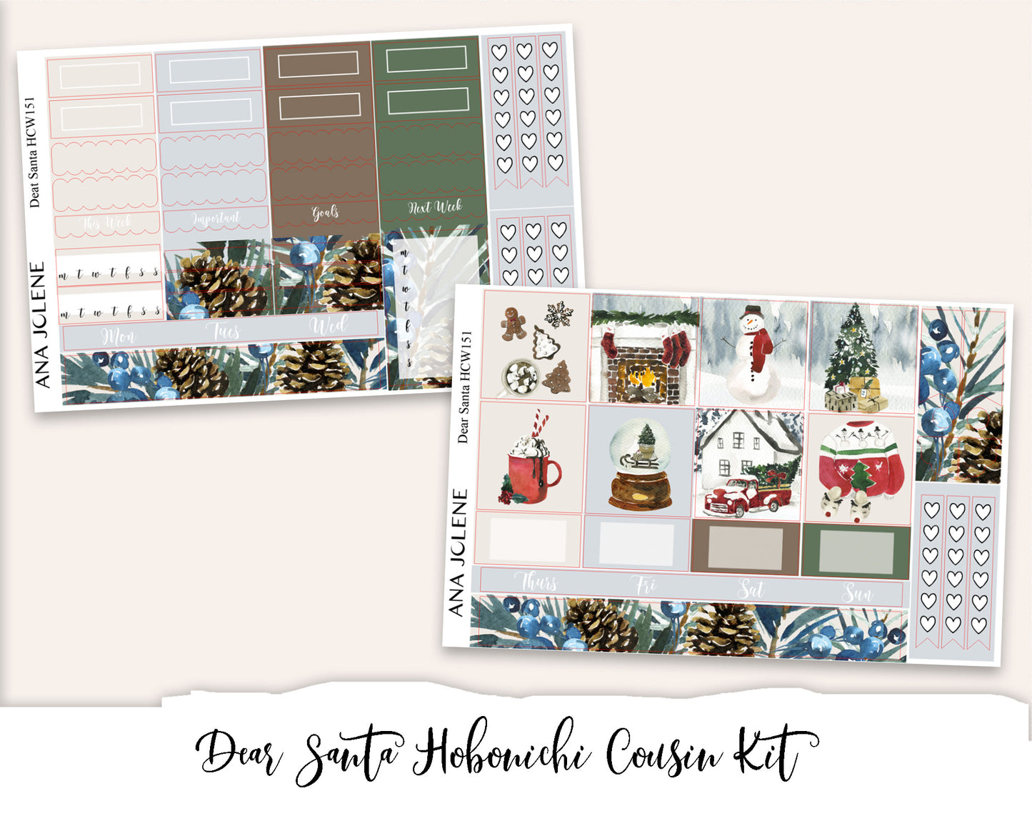 DEAR SANTA Hobonichi Cousin Weekly Planner Sticker Kit