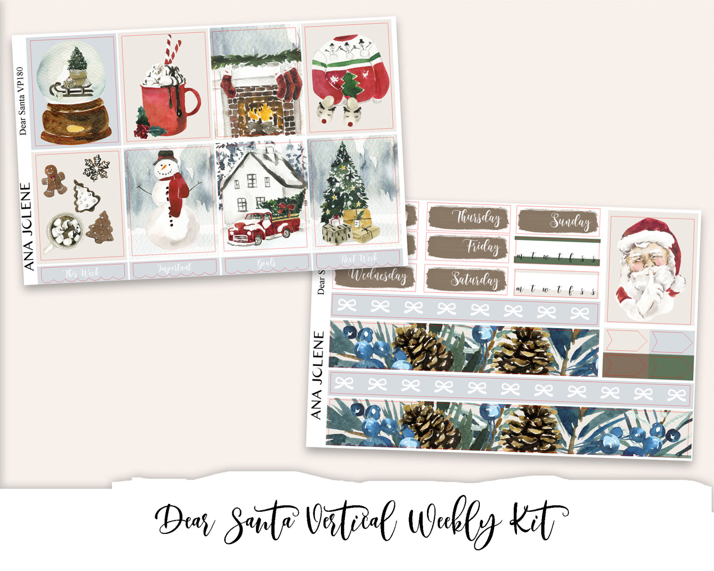DEAR SANTA Planner Sticker Kit (Vertical Weekly)
