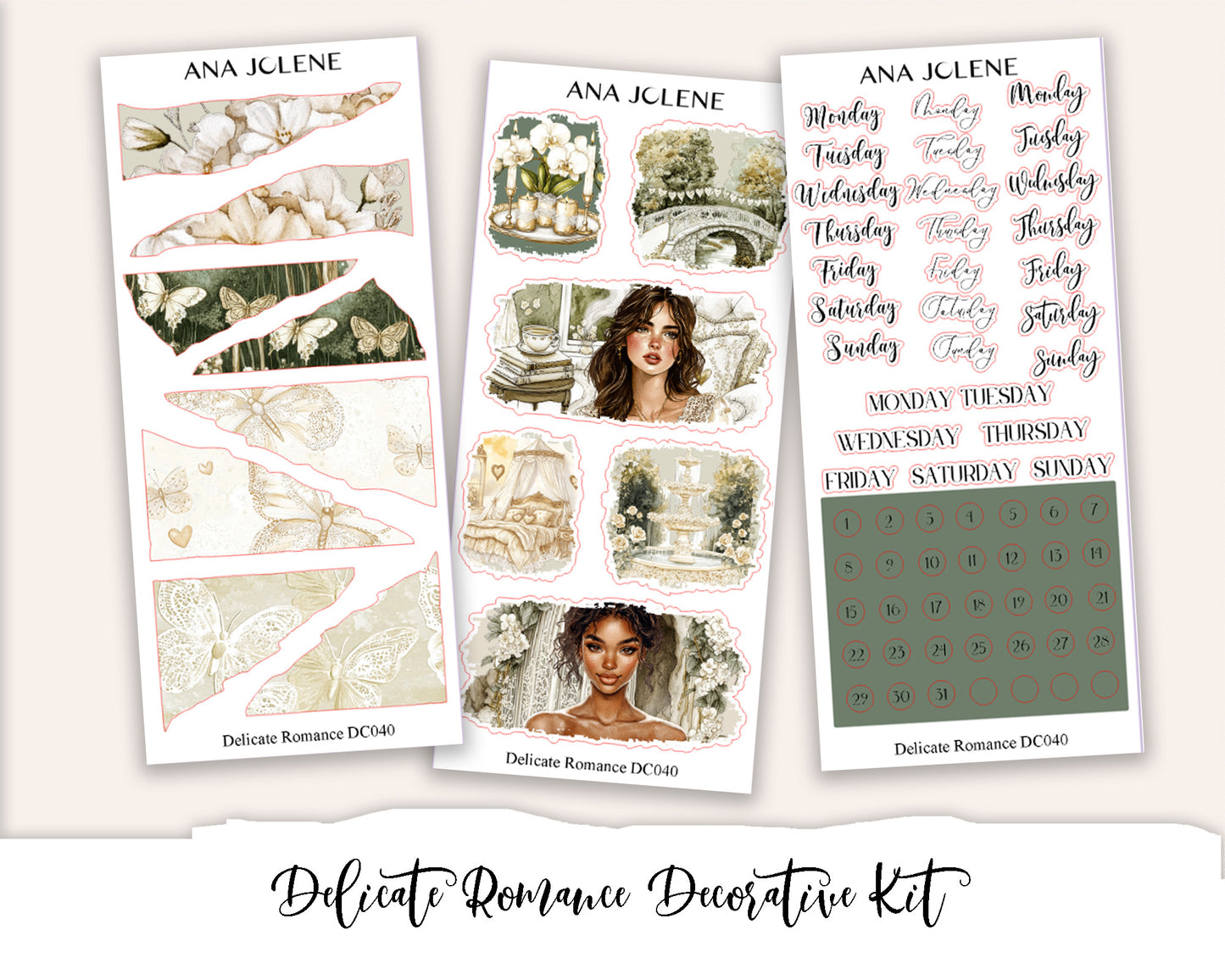 DELICATE ROMANCE Decorative Planner Sticker Kit