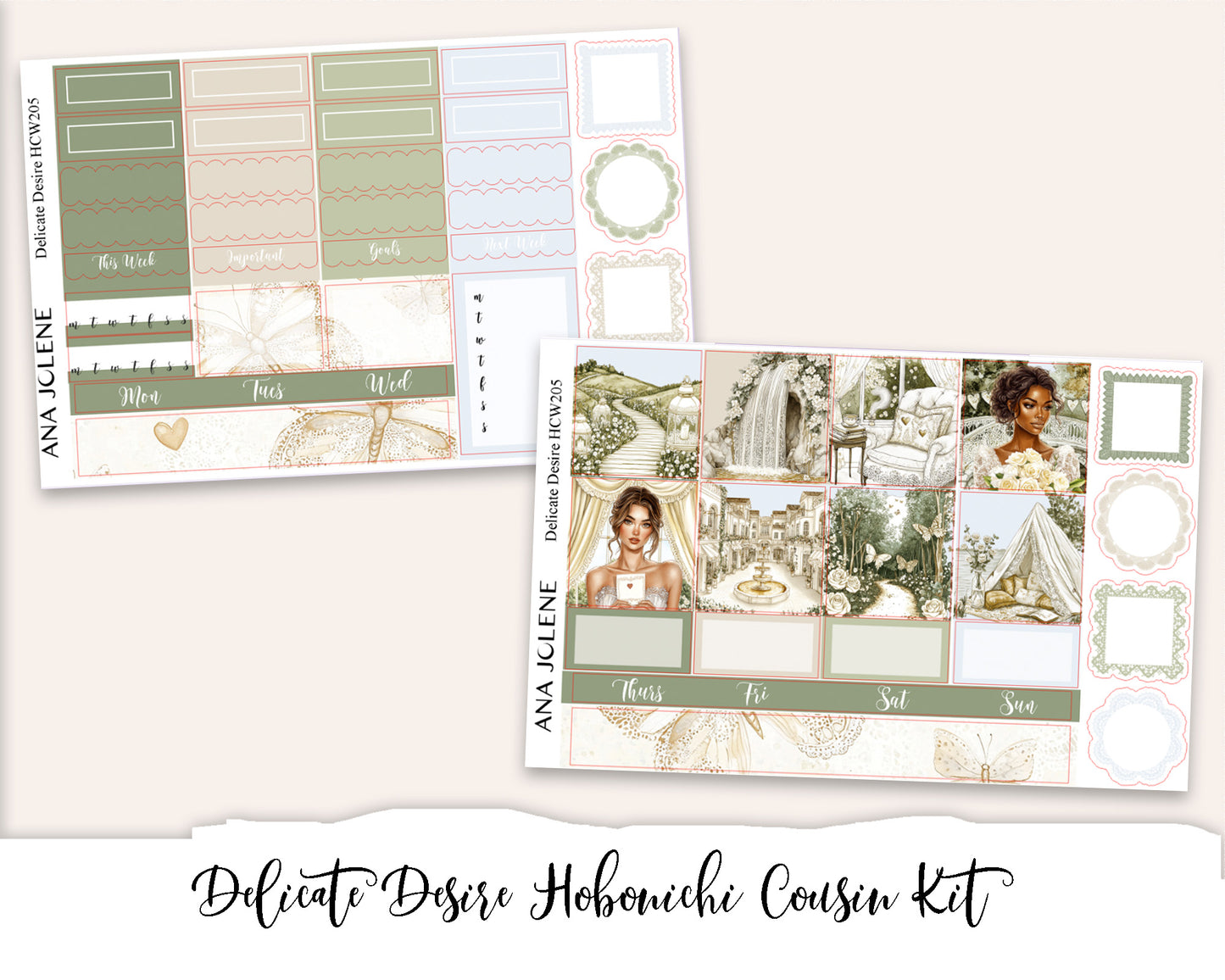 DELICATE DESIRE Hobonichi Cousin Weekly Planner Sticker Kit