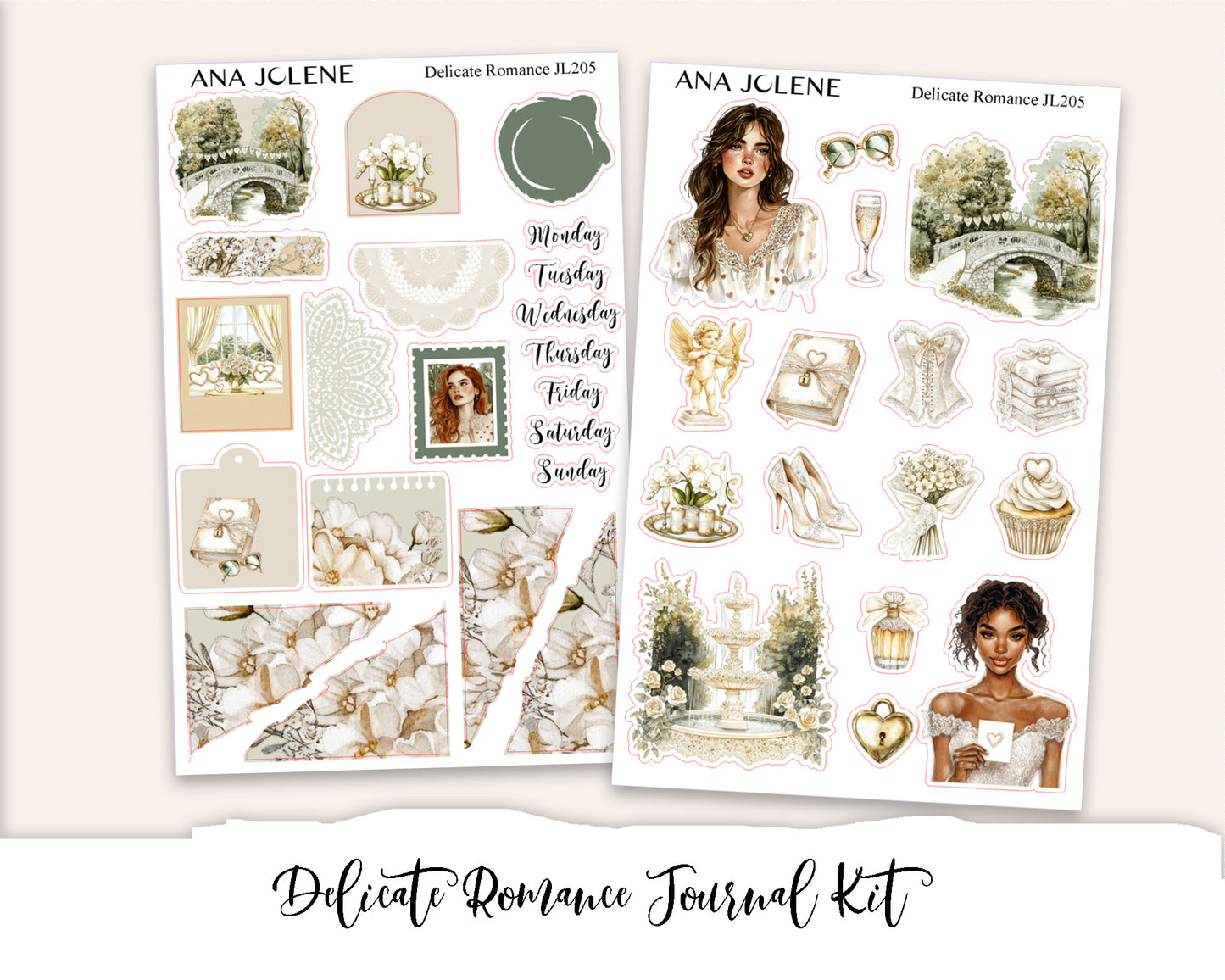 DELICATE ROMANCE Planner Sticker Kit (Vertical Weekly)