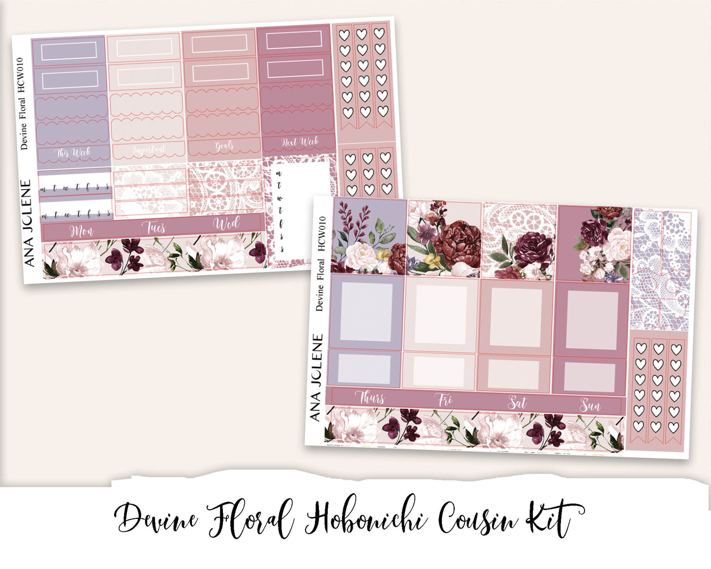 DEVINE FLORAL Hobonichi Cousin Weekly Planner Sticker Kit