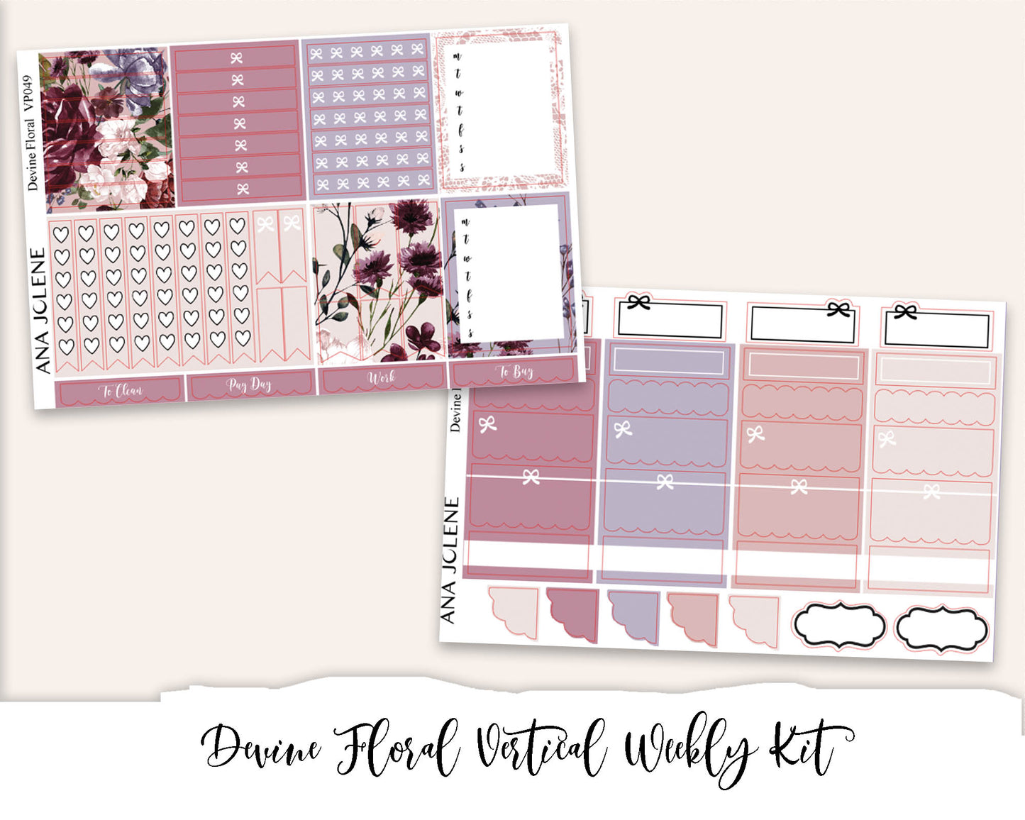 DEVINE FLORAL Planner Sticker Kit (Vertical Weekly)