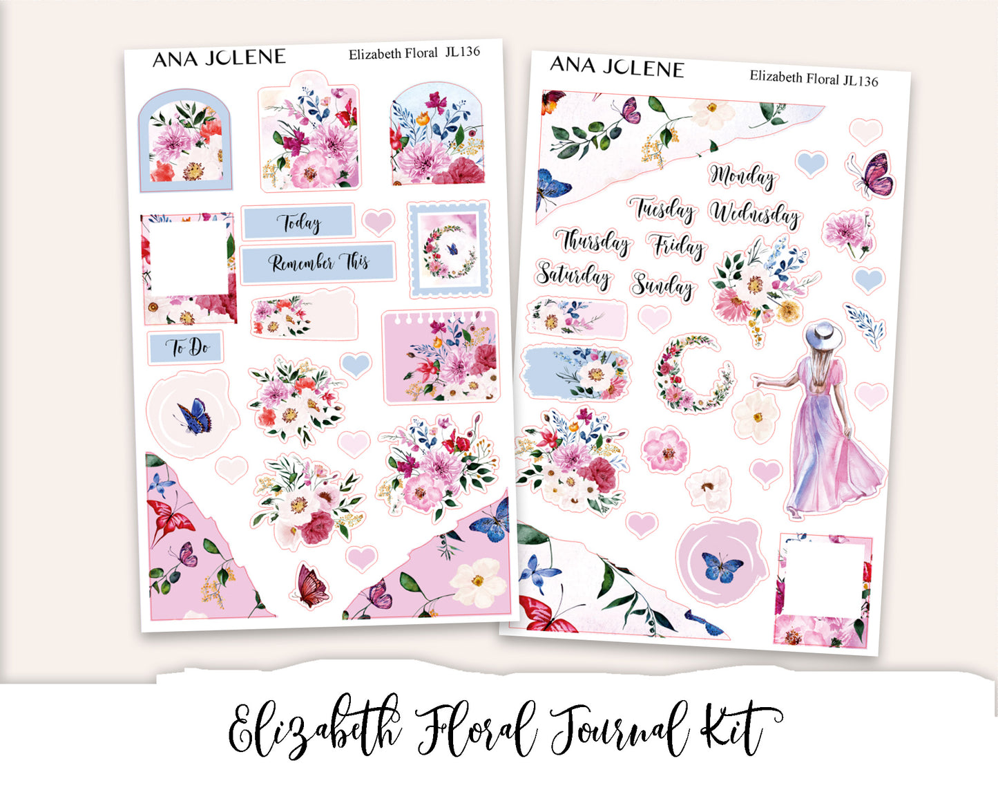 ELIZABETH FLORAL Full Journal Sticker Kit