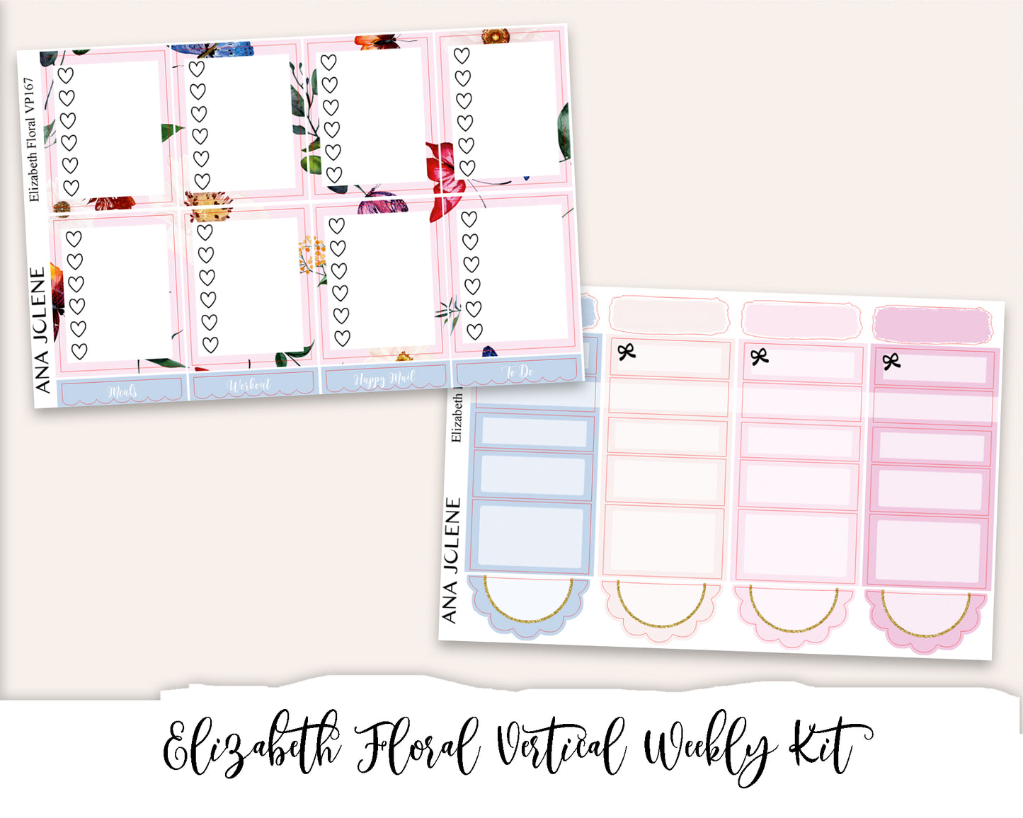 ELIZABETH FLORAL Planner Sticker Kit (Vertical Weekly)