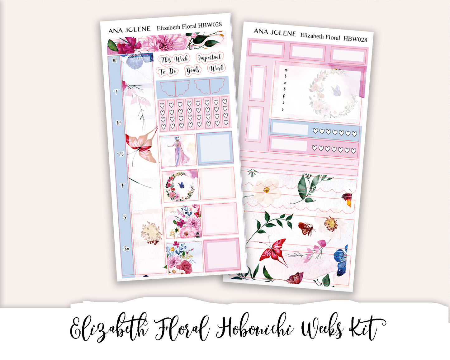 ELIZABETH FLORAL Hobonichi Weeks Planner Sticker Kit