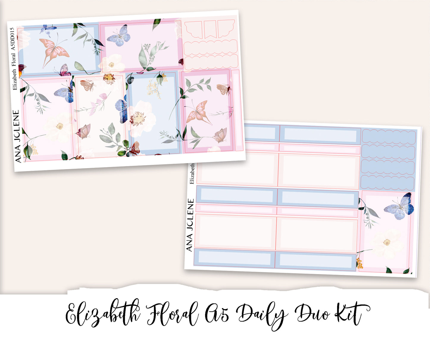 ELIZABETH FLORAL EC A5 Daily Duo Planner Sticker Kit (Erin Condren)