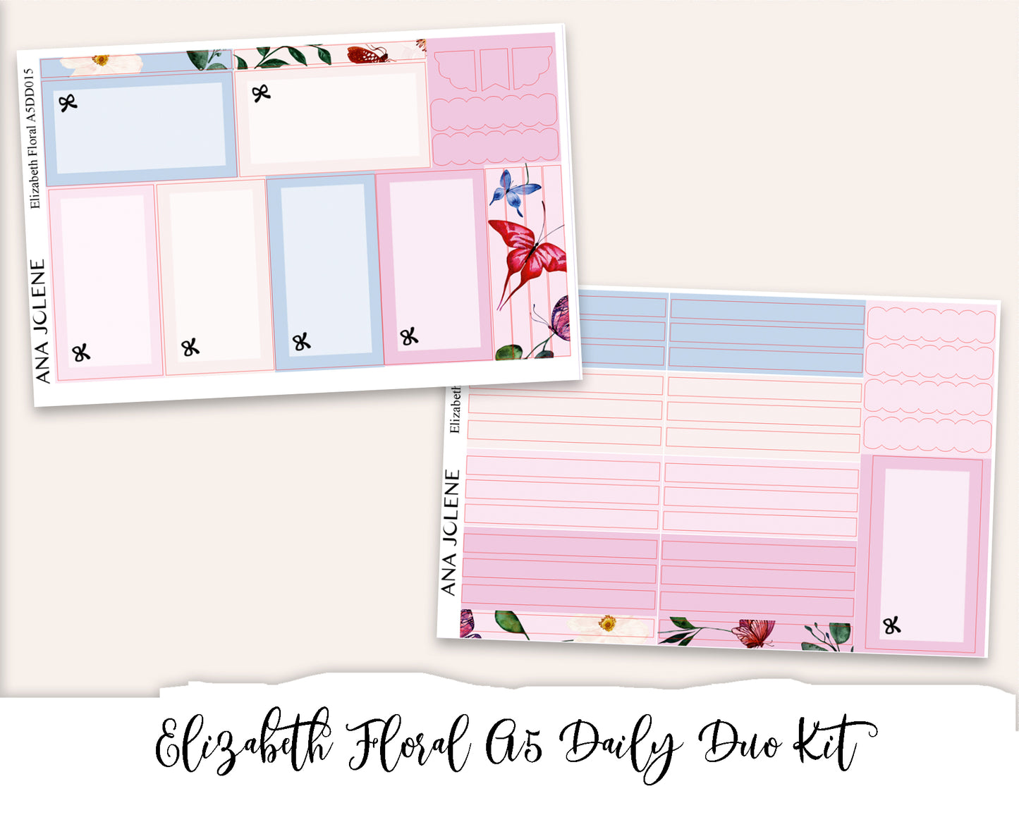 ELIZABETH FLORAL EC A5 Daily Duo Planner Sticker Kit (Erin Condren)