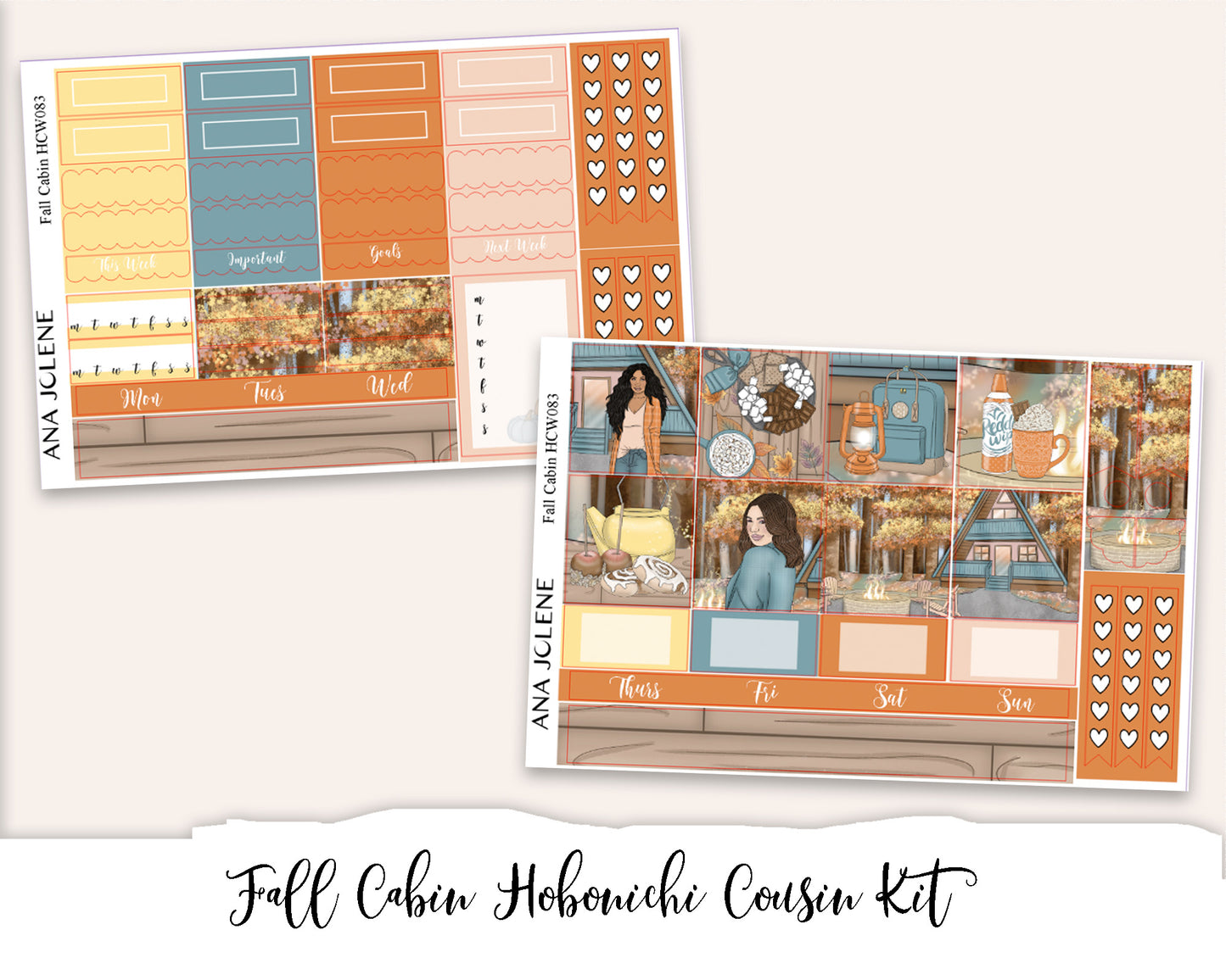 FALL CABIN Hobonichi Cousin Weekly Planner Sticker Kit