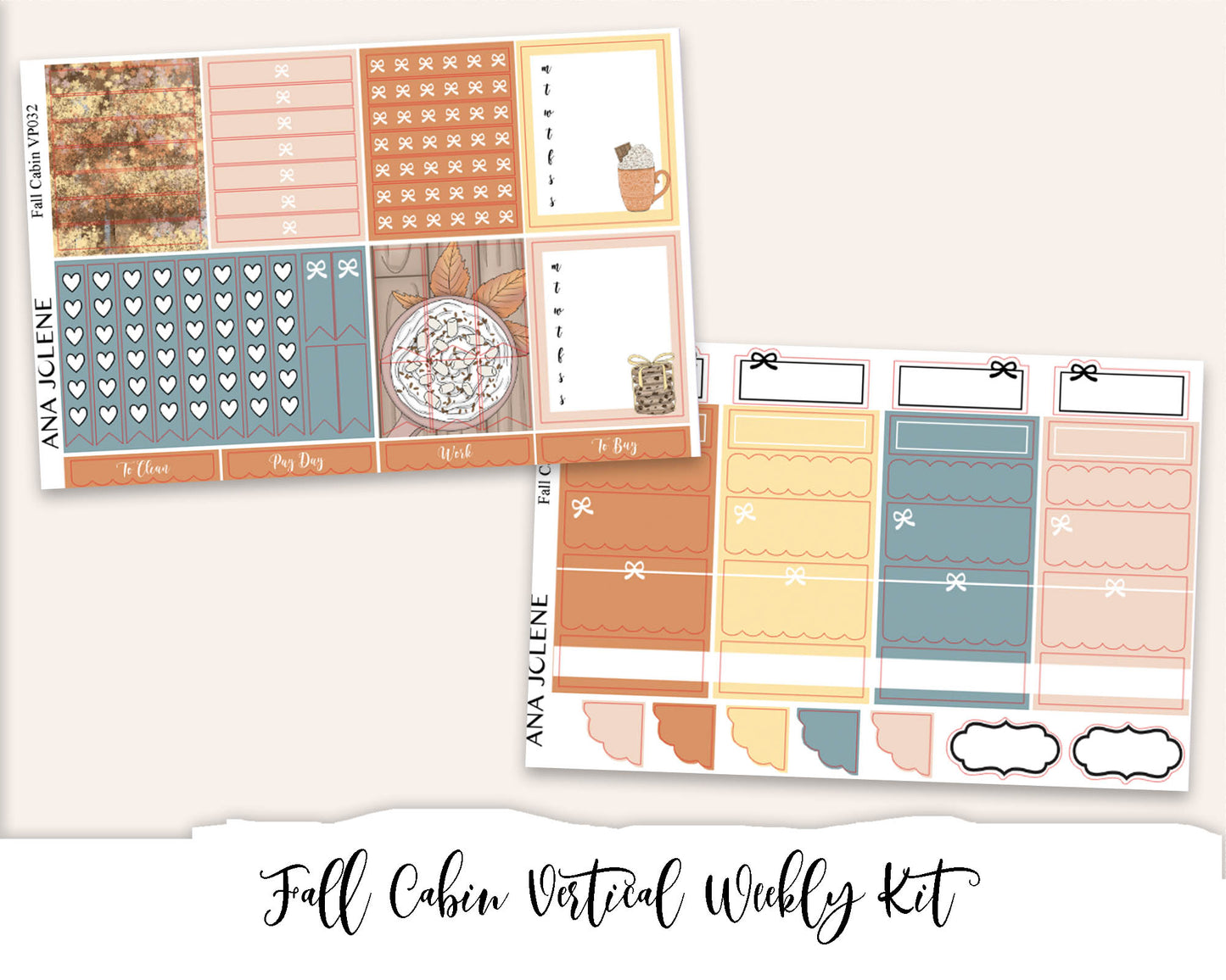 FALL CABIN Planner Sticker Kit (Vertical Weekly)