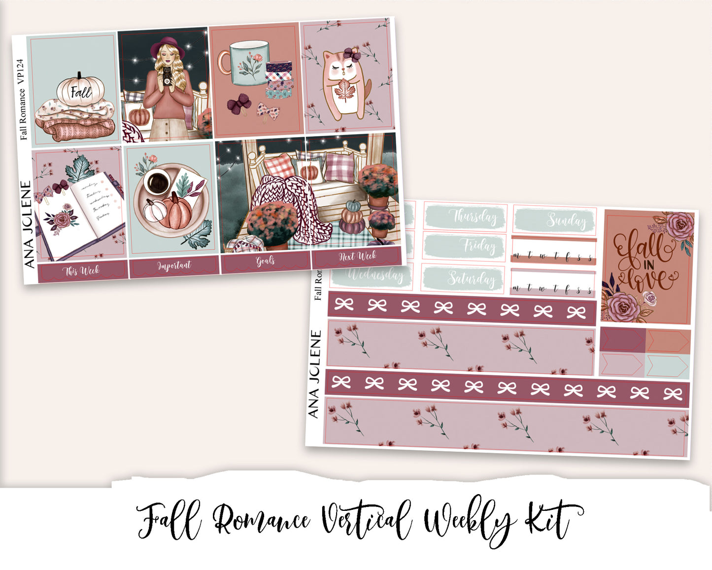FALL ROMANCE Planner Sticker Kit (Vertical Weekly)