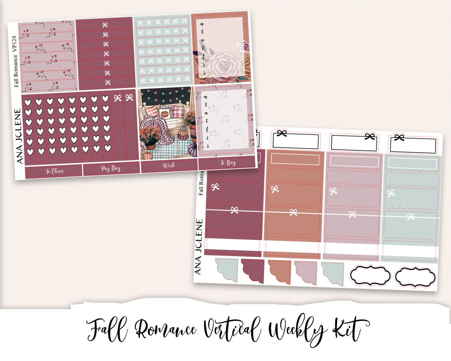 FALL ROMANCE Planner Sticker Kit (Vertical Weekly)