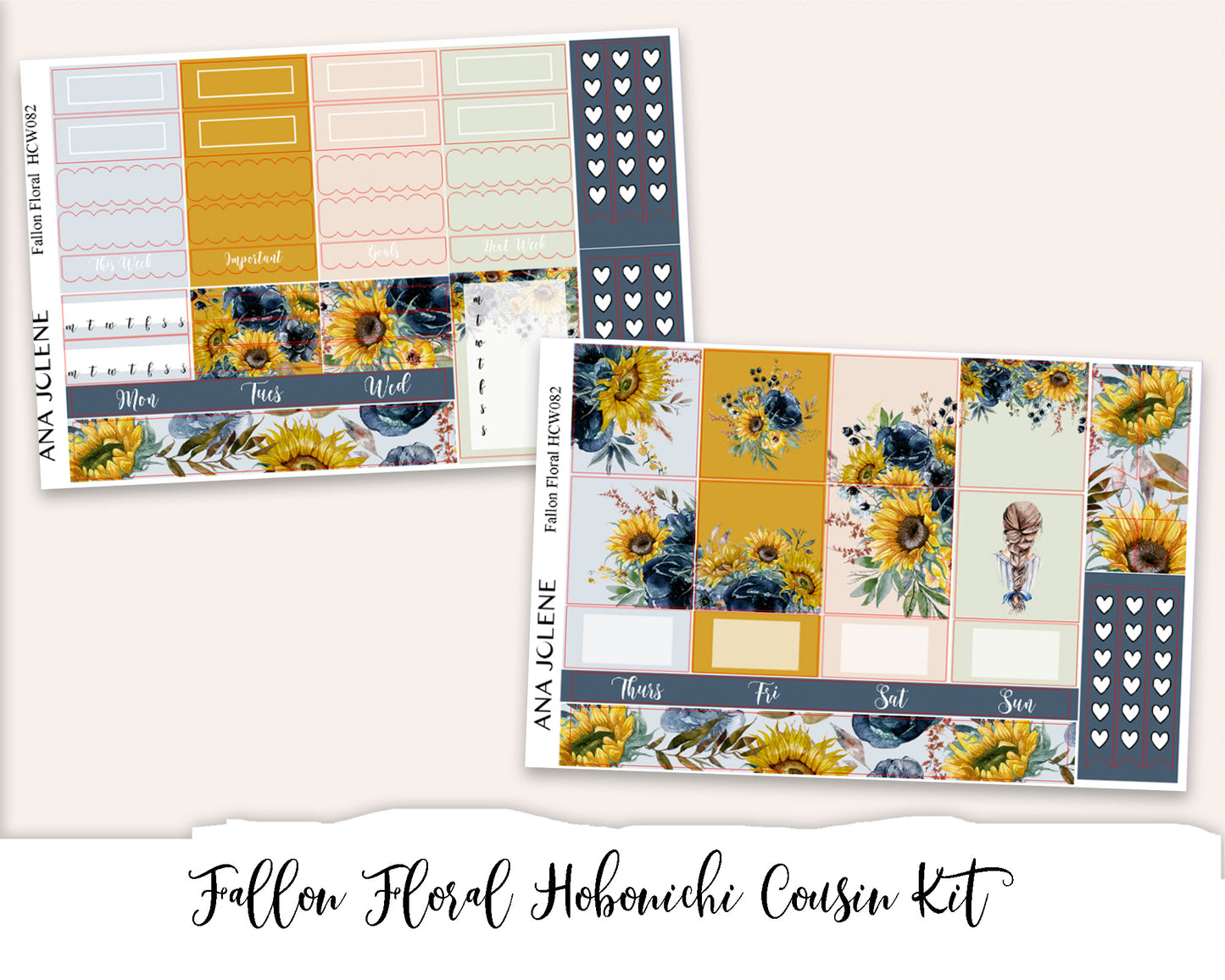 FALLON FLORAL Hobonichi Cousin Weekly Planner Sticker Kit