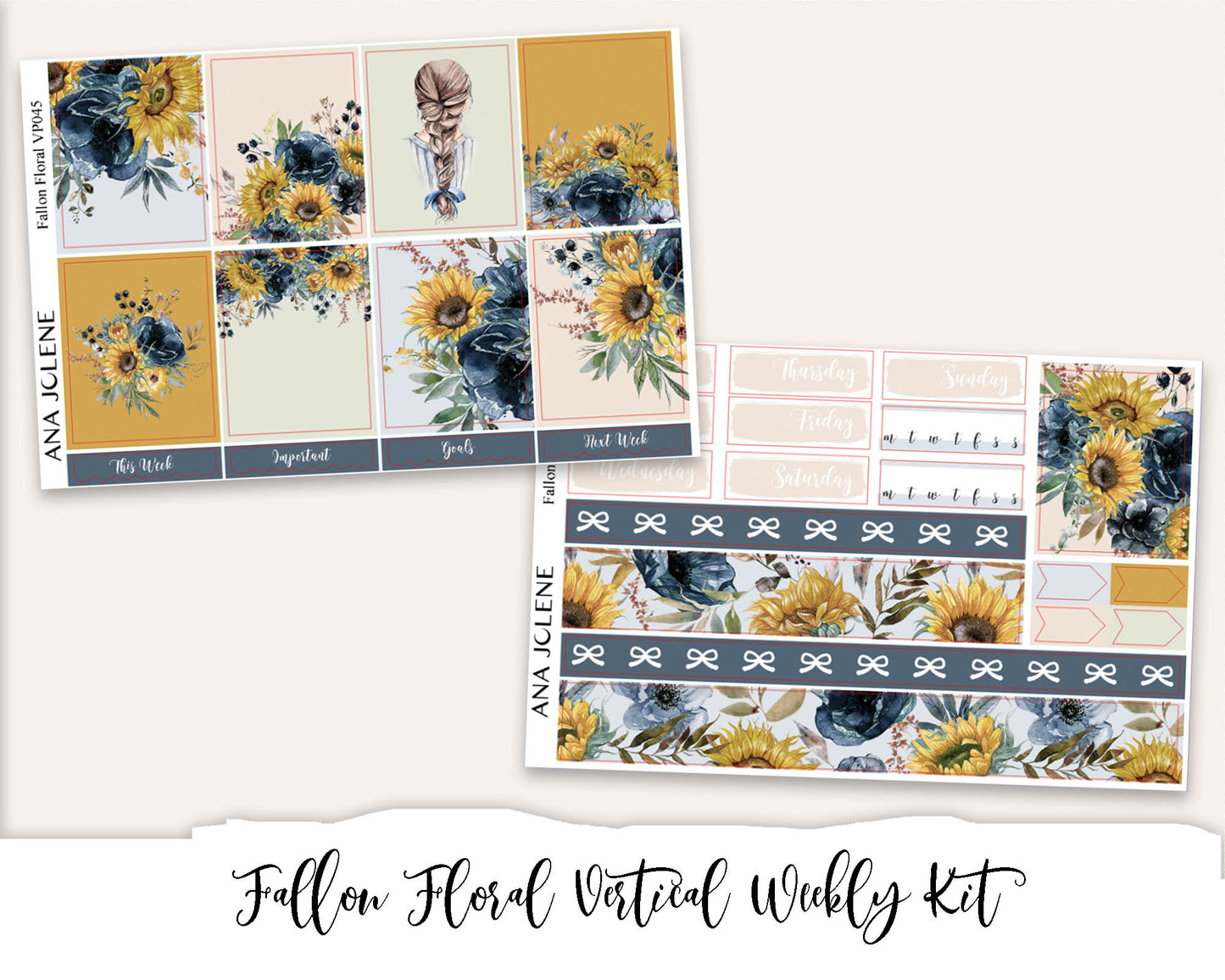 FALLON FLORAL Planner Sticker Kit (Vertical Weekly)