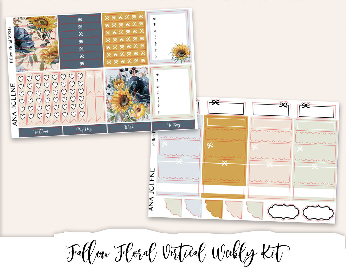 FALLON FLORAL Planner Sticker Kit (Vertical Weekly)
