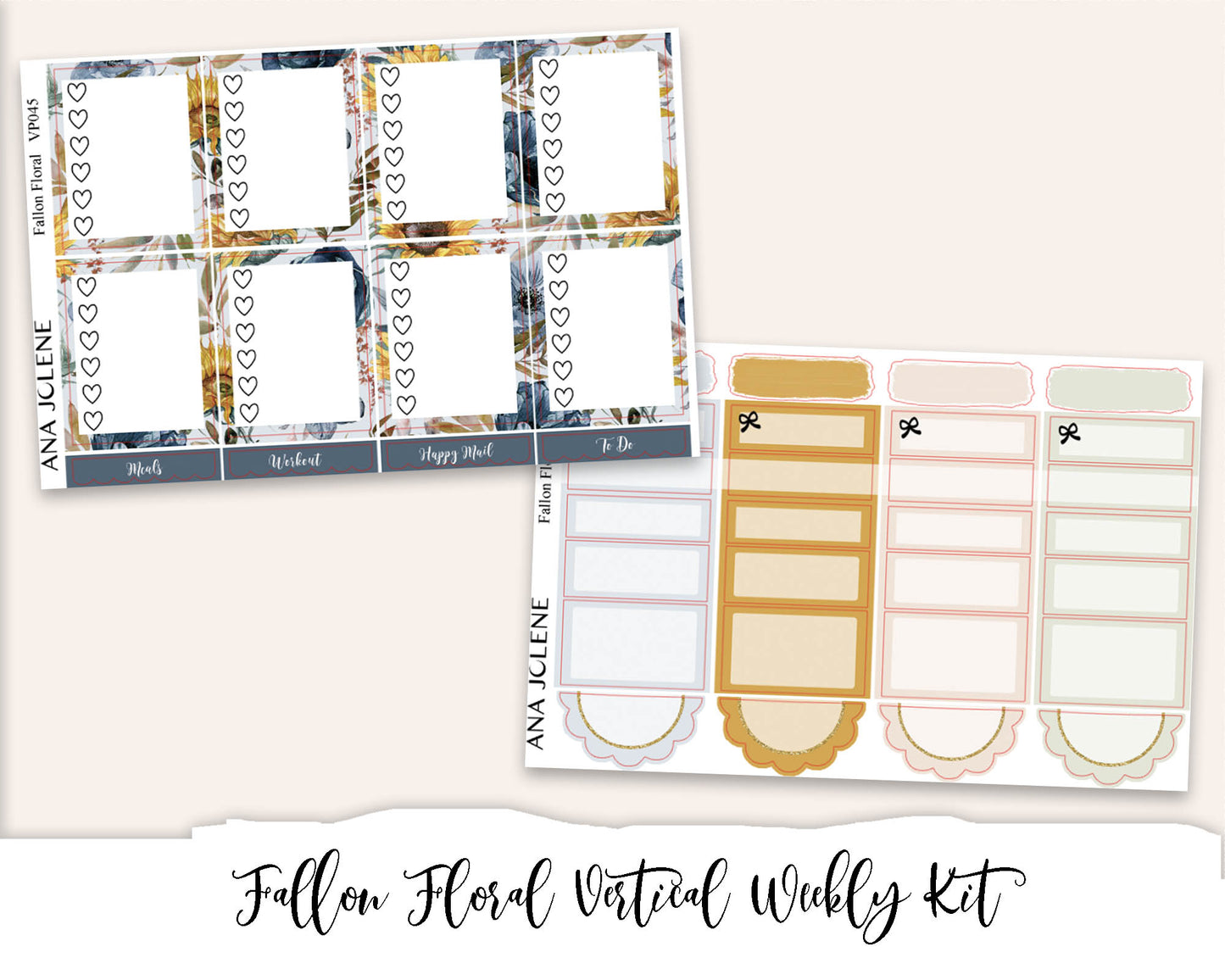 FALLON FLORAL Planner Sticker Kit (Vertical Weekly)