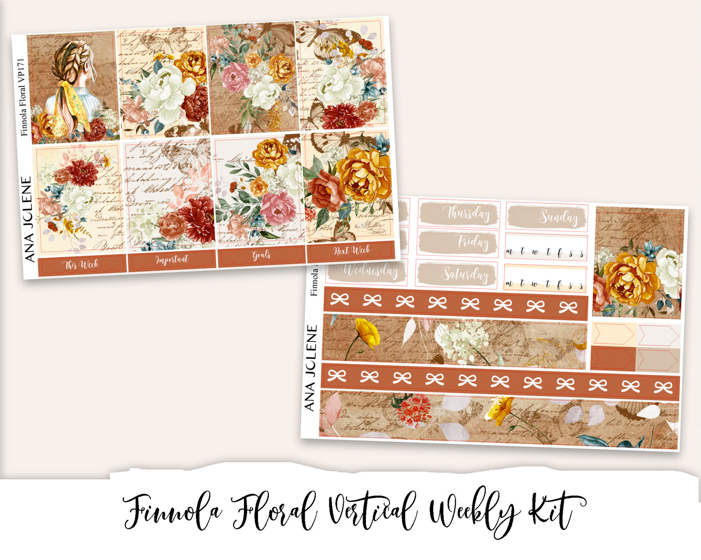 FINNOLA FLORAL Planner Sticker Kit (Vertical Weekly)