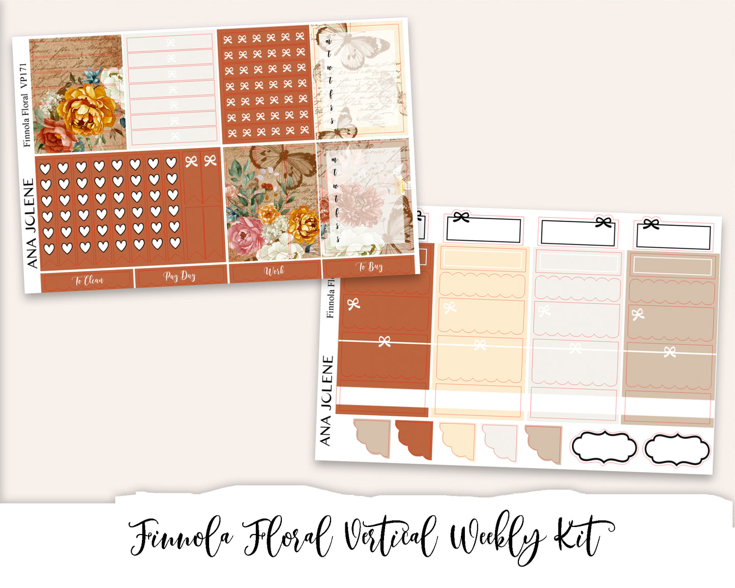 FINNOLA FLORAL Planner Sticker Kit (Vertical Weekly)