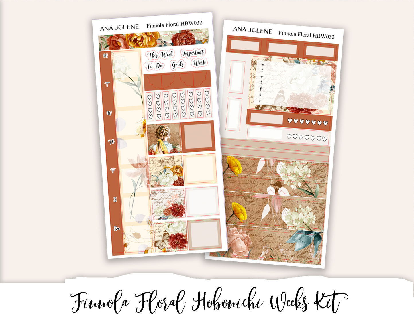 FINNOLA FLORAL Hobonichi Weeks Planner Sticker Kit