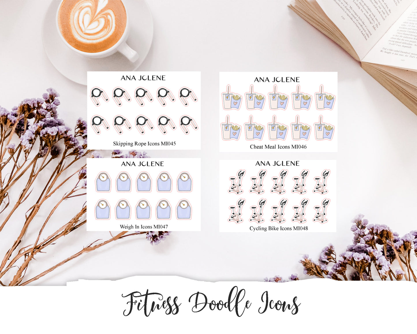Fitness Doodle Icon Stickers