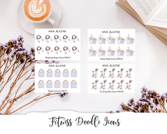 Fitness Doodle Icon Stickers