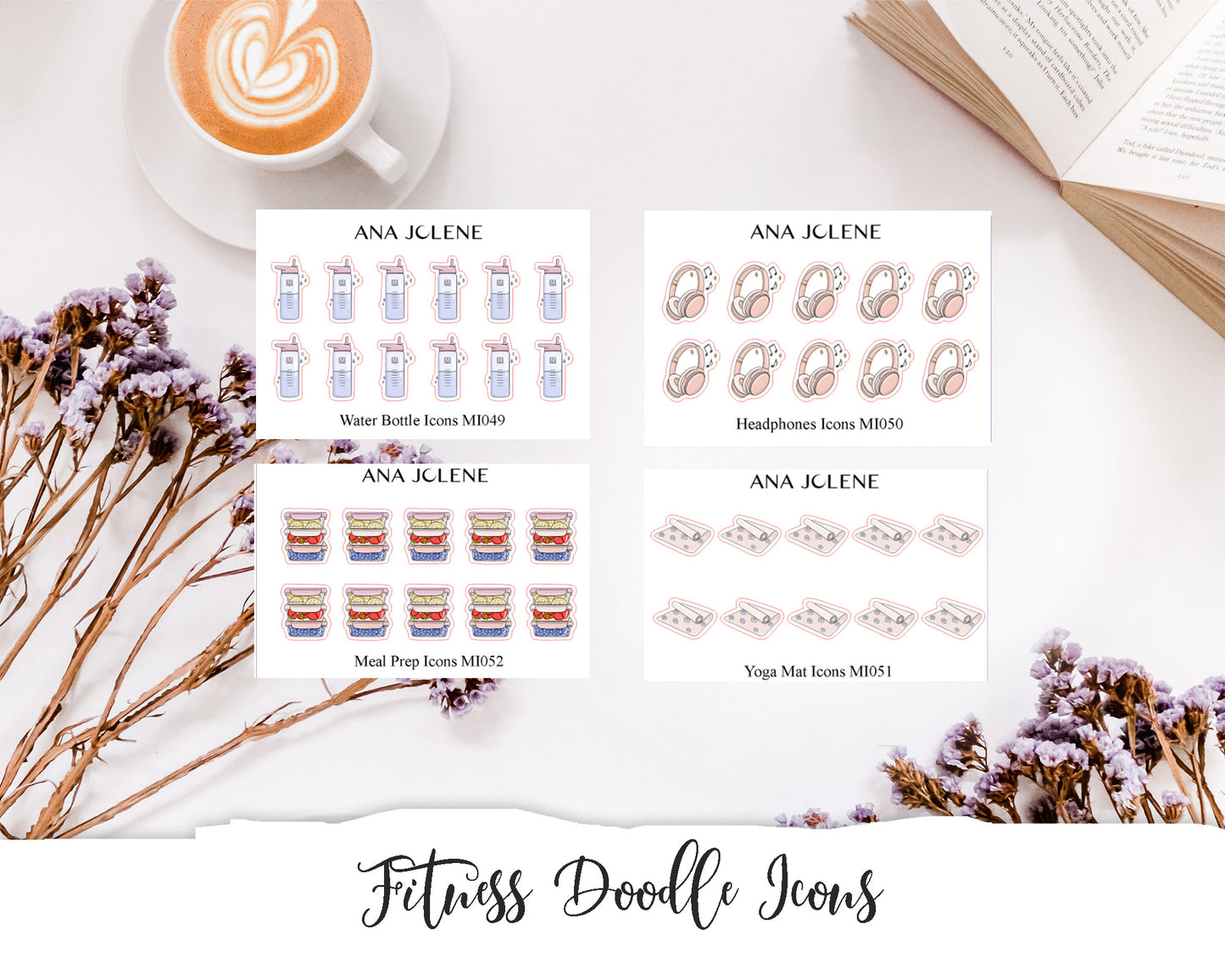 Fitness Doodle Icon Stickers