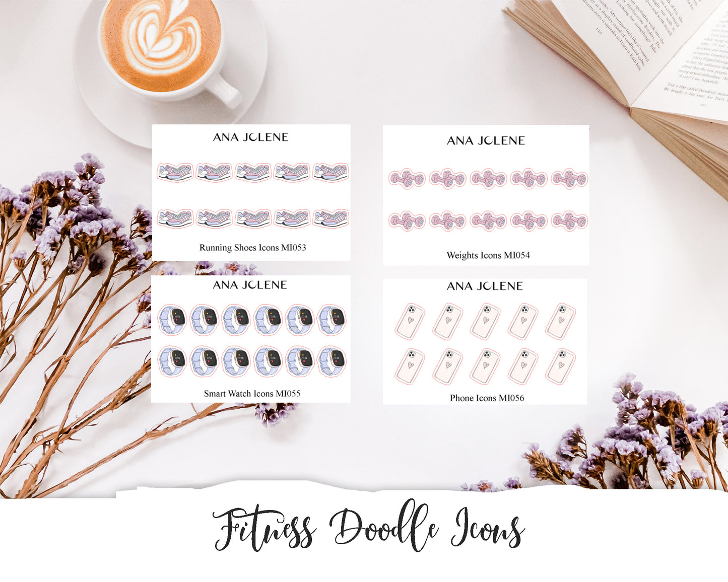 Fitness Doodle Icon Stickers