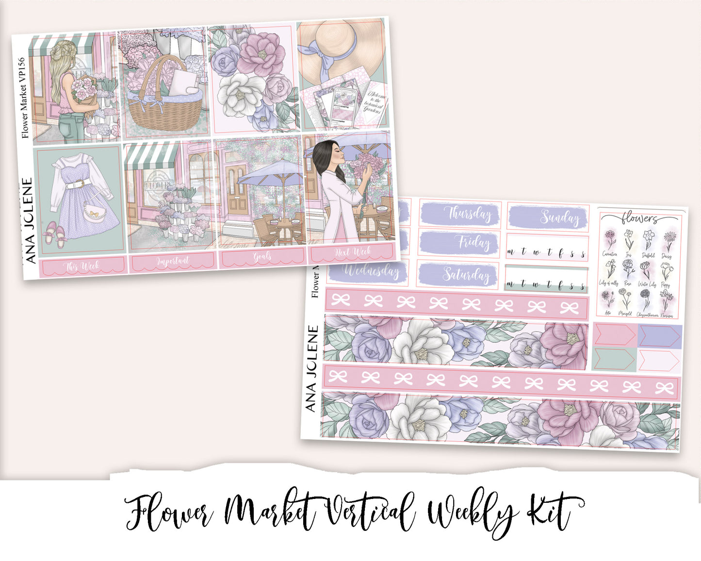 FLOWER MARKET Planner Sticker Kit (Vertical Weekly)