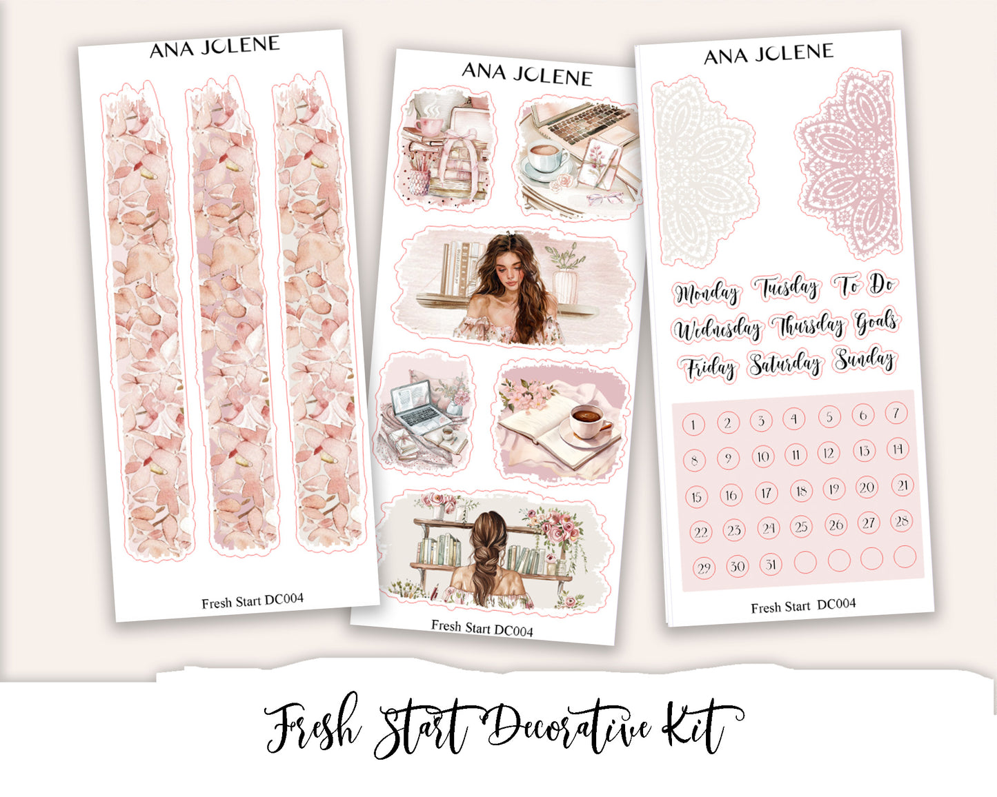 FRESH START Decorative Planner Sticker Kit
