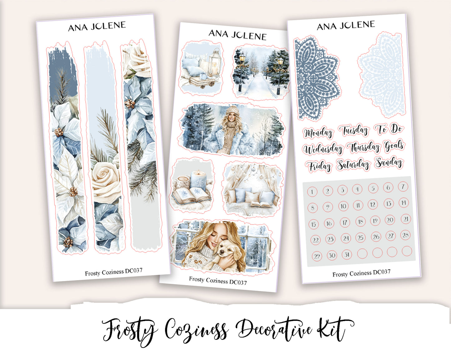 FROSTY COZINESS Decorative Planner Sticker Kit
