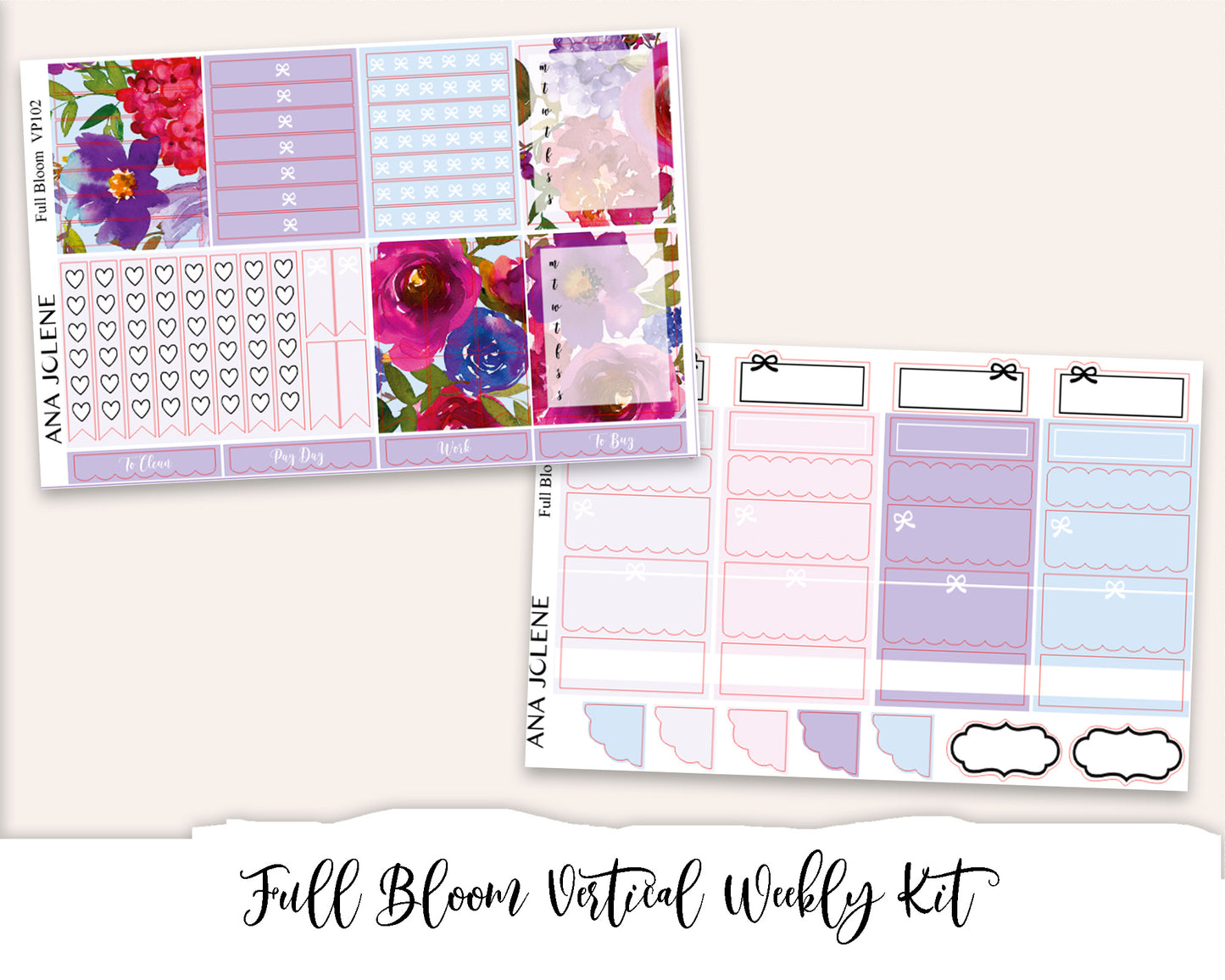 FULL BLOOM Planner Sticker Kit (Vertical Weekly)