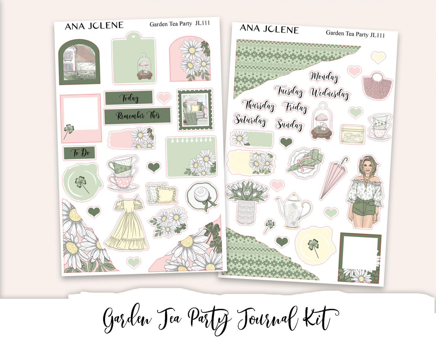 GARDEN TEA PARTY Mini Journal Sticker Kit