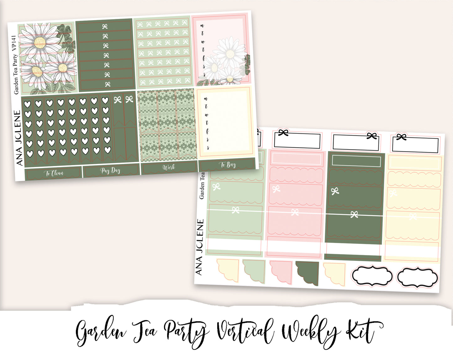 GARDEN TEA PARTY Planner Sticker Kit (Vertical Weekly)