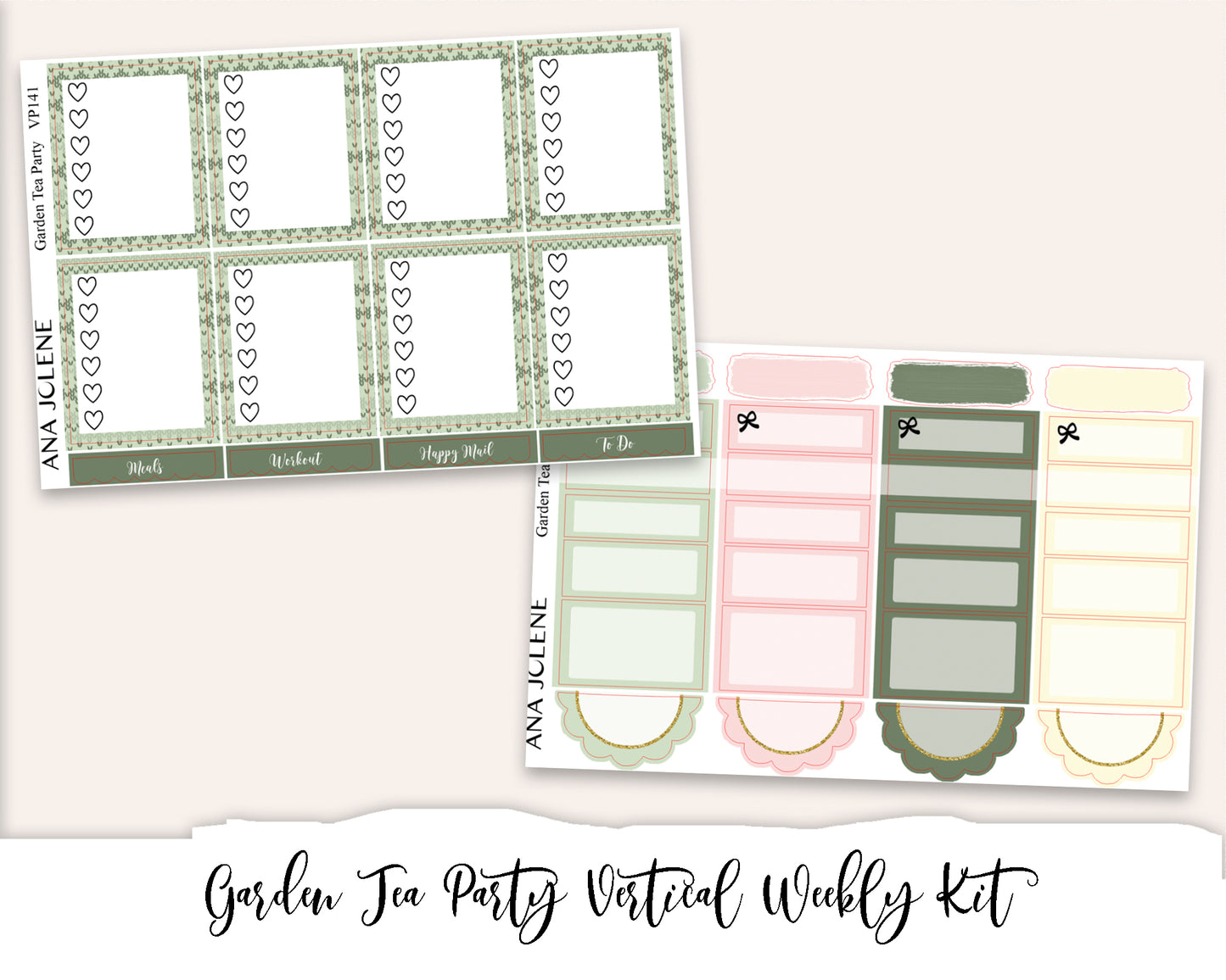 GARDEN TEA PARTY Planner Sticker Kit (Vertical Weekly)