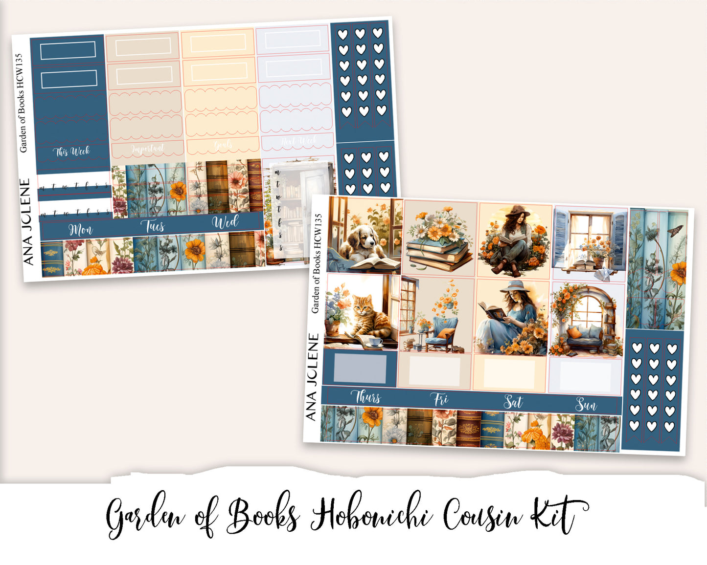 GARDEN OF BOOKS Hobonichi Cousin Weekly Planner Sticker Kit